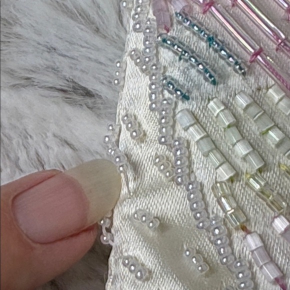 Elegant Pastel Seed Beaded Evening Strapped Bag. Sixties - Picture 10 of 11